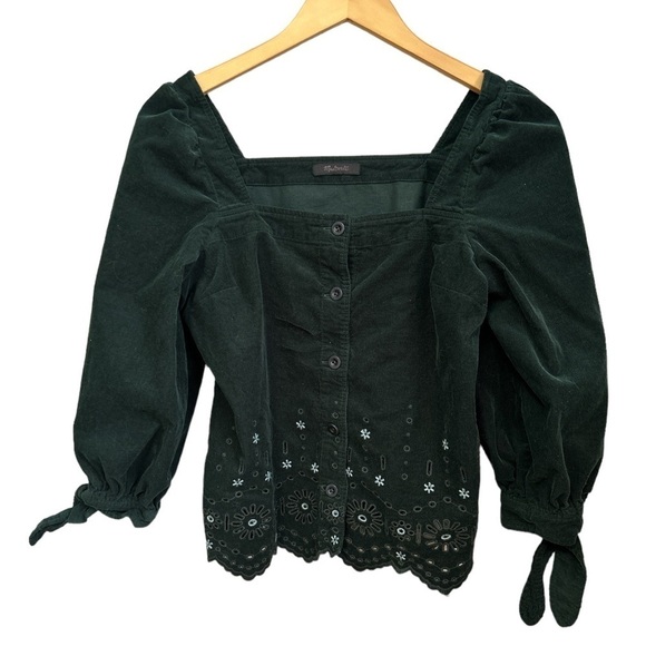 Madewell Embroidered ‎ Corduroy Tie Sleeve
Eyelet Blouse size XS NO SIZE TAG - Picture 3 of 8